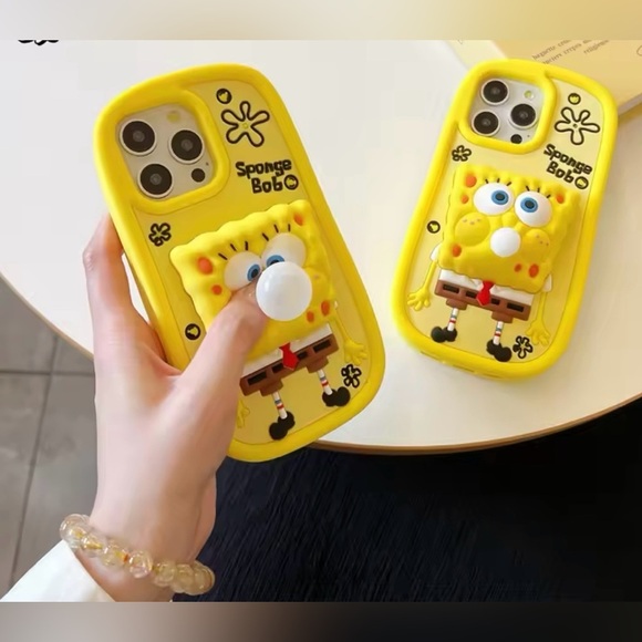iPhone 16 Pro Max Case/3D SpongeBob SquarePants Silicone Cover/Cute & Protective - Picture 3 of 7